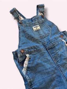Vintage Style OshKosh Denim Overalls 24M Floral Pocket Lining Snap Leg